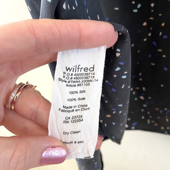 Aritzia Wilfred Black Confetti Split Back Silk Tank Top S - Picture 8 of 9